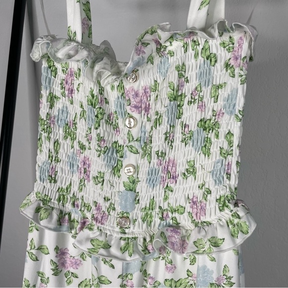 Laura Ashley Girls White Smocked Floral Romper - Picture 7 of 7